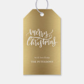 Elegant Gold Merry-kerstkalligrafie met naam Cadeaulabel (Voorkant)