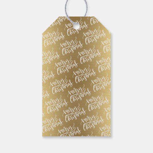 Elegant Gold Merry-kerstkalligrafie met naam Cadeaulabel (Achterkant)