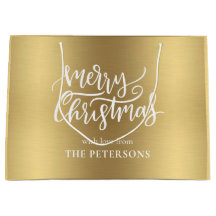 Elegant Gold Merry-kerstkalligrafie met naam