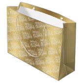Elegant Gold Merry-kerstkalligrafie met naam Groot Cadeauzakje (Achterkant Gekanteld)