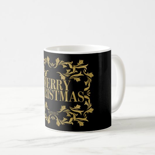 Elegant Gold Merry kerstkoffie Mok (Voorkant rechts)
