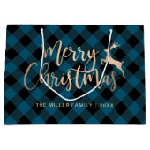 Elegant Gold Merry-kerstmis zwart-wit, blauwe spel Groot Cadeauzakje (Voorkant)