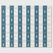 Elegant Gold Merry-kerstmonogram  Cadeaupapier (Vlak)