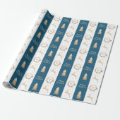 Elegant Gold Merry-kerstmonogram  Cadeaupapier (Uitgerold)