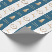 Elegant Gold Merry-kerstmonogram  Cadeaupapier (Hoek)