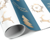 Elegant Gold Merry-kerstmonogram  Cadeaupapier (Rol Hoek)