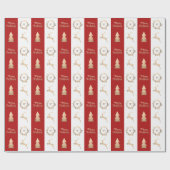 Elegant Gold Merry-kerstmonogram Cadeaupapier (Vlak)