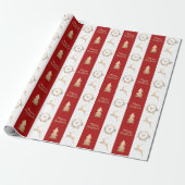 Elegant Gold Merry-kerstmonogram Cadeaupapier (Uitgerold)