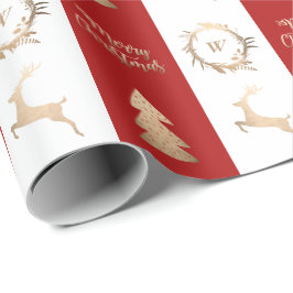 Elegant Gold Merry-kerstmonogram Cadeaupapier