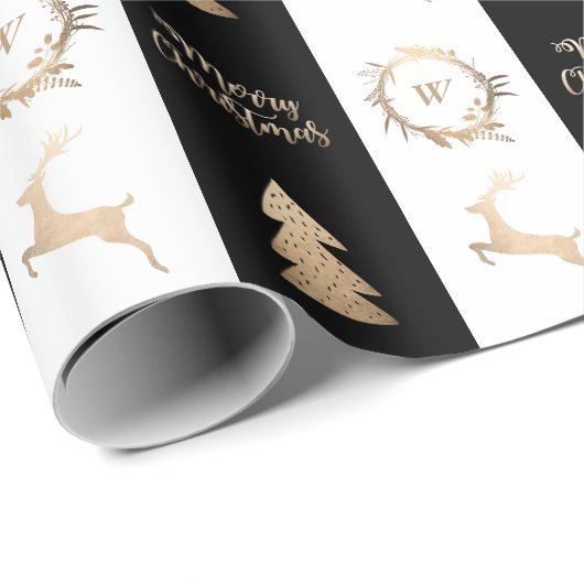 Elegant Gold Merry-kerstmonogram   Cadeaupapier (Rol Hoek)