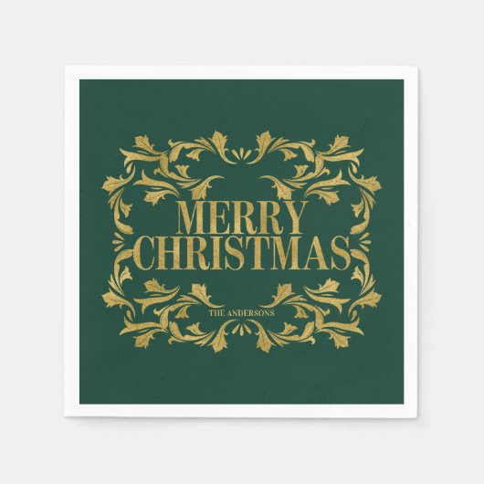 Elegant  Gold Merry-kerstpapier Napkins Servet (Voorkant)