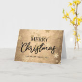 Elegant Gold Merry-kerstsnowflake-patroon Kaart (Gele Bloem)