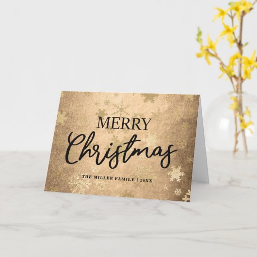 Elegant Gold Merry-kerstsnowflake-patroon Kaart (Gele Bloem)