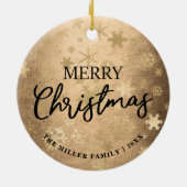 Elegant Gold Merry-kerstsnowflake-patroon Keramisch Ornament (Achterkant)