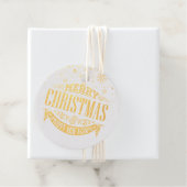 Elegant Gold Merry-kerstsnowflakes Bedankjes Labels (Met doos)