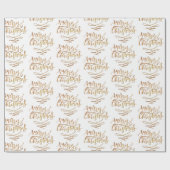 Elegant Gold Merry-kersttijdkalligrafie Cadeaupapier (Vlak)