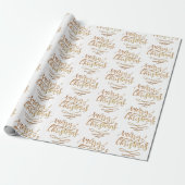 Elegant Gold Merry-kersttijdkalligrafie Cadeaupapier (Uitgerold)