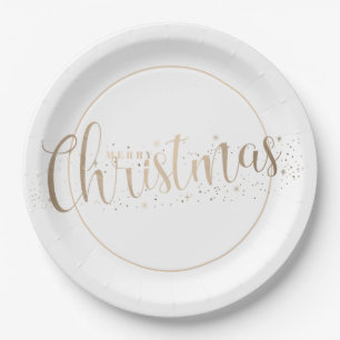 Elegant Gold Merry-kersttopografie Papieren Bordje