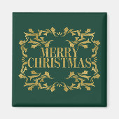 Elegant  Gold Merry-kerstvierkant Magnet (Voorkant)