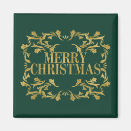 Elegant  Gold Merry-kerstvierkant Magnet