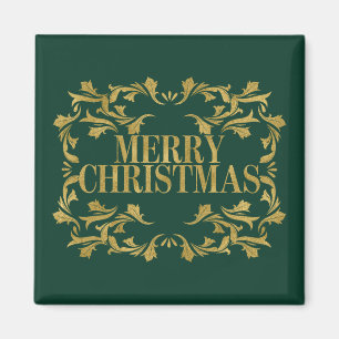 Elegant Gold Merry-kerstvierkant Magnet