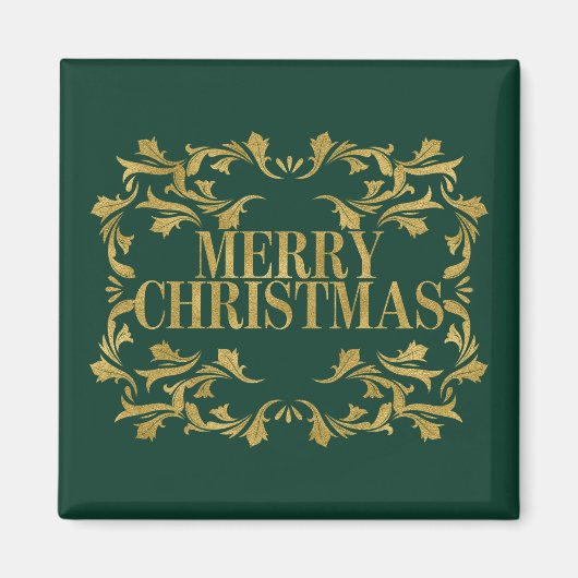Elegant  Gold Merry-kerstvierkant Magnet (Voorkant)