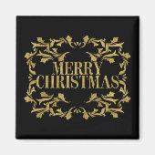 Elegant Gold Merry-kerstvierkant Magnet (Voorkant)