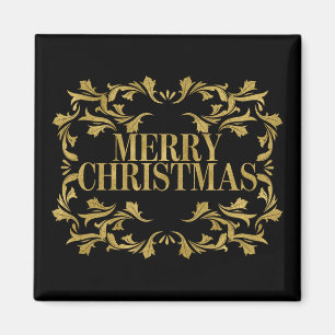 Elegant  Gold Merry-kerstvierkant Magnet