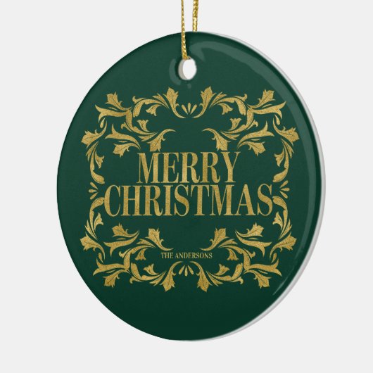 Elegant  Gold Merry-Ornament voor kerstmis Keramisch Ornament (Links)