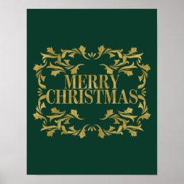 Elegant  Gold Merry Poster Sign.