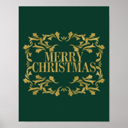 Elegant Gold Merry Poster Sign. (Voorkant)