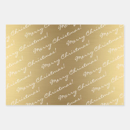 Elegant Gold Merry-Prettige feestdagen Inpakpapier Vel