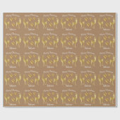 Elegant Gold Merry-sneeuwvlokherder voor kerst Cadeaupapier (Vlak)