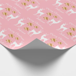 Elegant Gold Merry-sneeuwvlokherder voor kerst Cadeaupapier