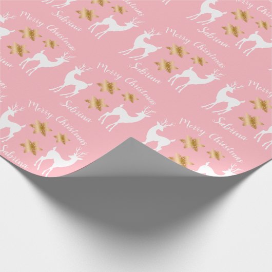 Elegant Gold Merry-sneeuwvlokherder voor kerst Cadeaupapier (Hoek)