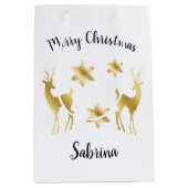 Elegant Gold Merry-sneeuwvlokken voor kerst Medium Cadeauzakje (Voorkant)