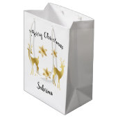 Elegant Gold Merry-sneeuwvlokken voor kerst Medium Cadeauzakje (Achterkant Gekanteld)
