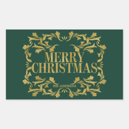 Elegant  Gold Merry-Sticker voor kerstmis Rechthoekige Sticker