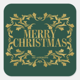 Elegant  Gold Merry-Sticker voor kerstmis Vierkante Sticker