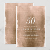 Elegant Gold Metallic Adult Birthday Uitnodiging (Voorkant / Achterkant)