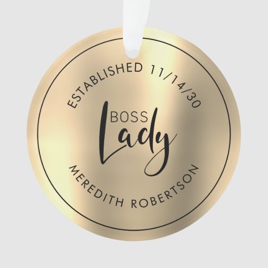 Elegant Gold Metallic Boss Lady Vastgesteld op dat Ornament (voorkant)