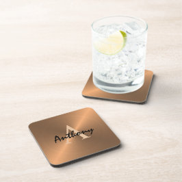 Elegant Gold Metallic Bronze Monogram Gepersonalis Bier Onderzetter