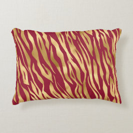 Elegant Gold Metallic Burgundy Tiger Pattern Accent Kussen
