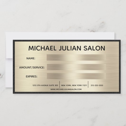 Elegant Gold Metallic Business Cadeaubon (Achterkant)
