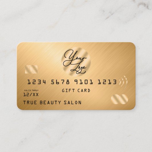 Elegant Gold Metallic Credit Logo Cadeaubon Visitekaartje (Voorkant)
