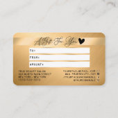 Elegant Gold Metallic Credit Logo Cadeaubon Visitekaartje (Achterkant)