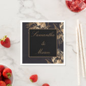 Elegant Gold Metallic Floral Wedding Napkins Servet (Insitu)