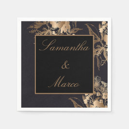 Elegant Gold Metallic Floral Wedding Napkins Servet