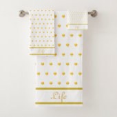 Elegant Gold Metallic look Polka Dots Bad Handdoek (Insitu)