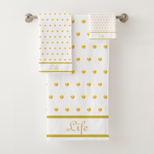 Elegant Gold Metallic look Polka Dots Bad Handdoek (Insitu)